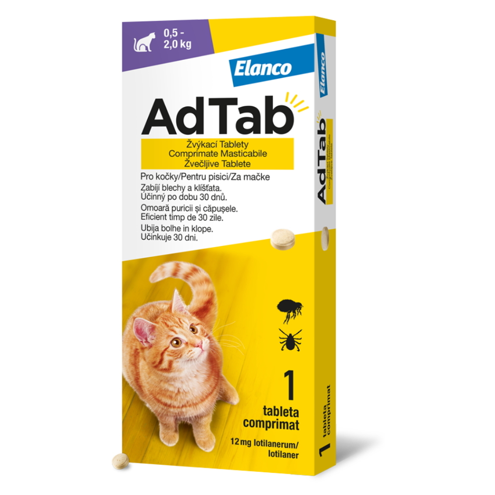 E-shop ADTAB 12 mg žvýkací tableta pro kočky (0,5–2,0 kg) 1 kus