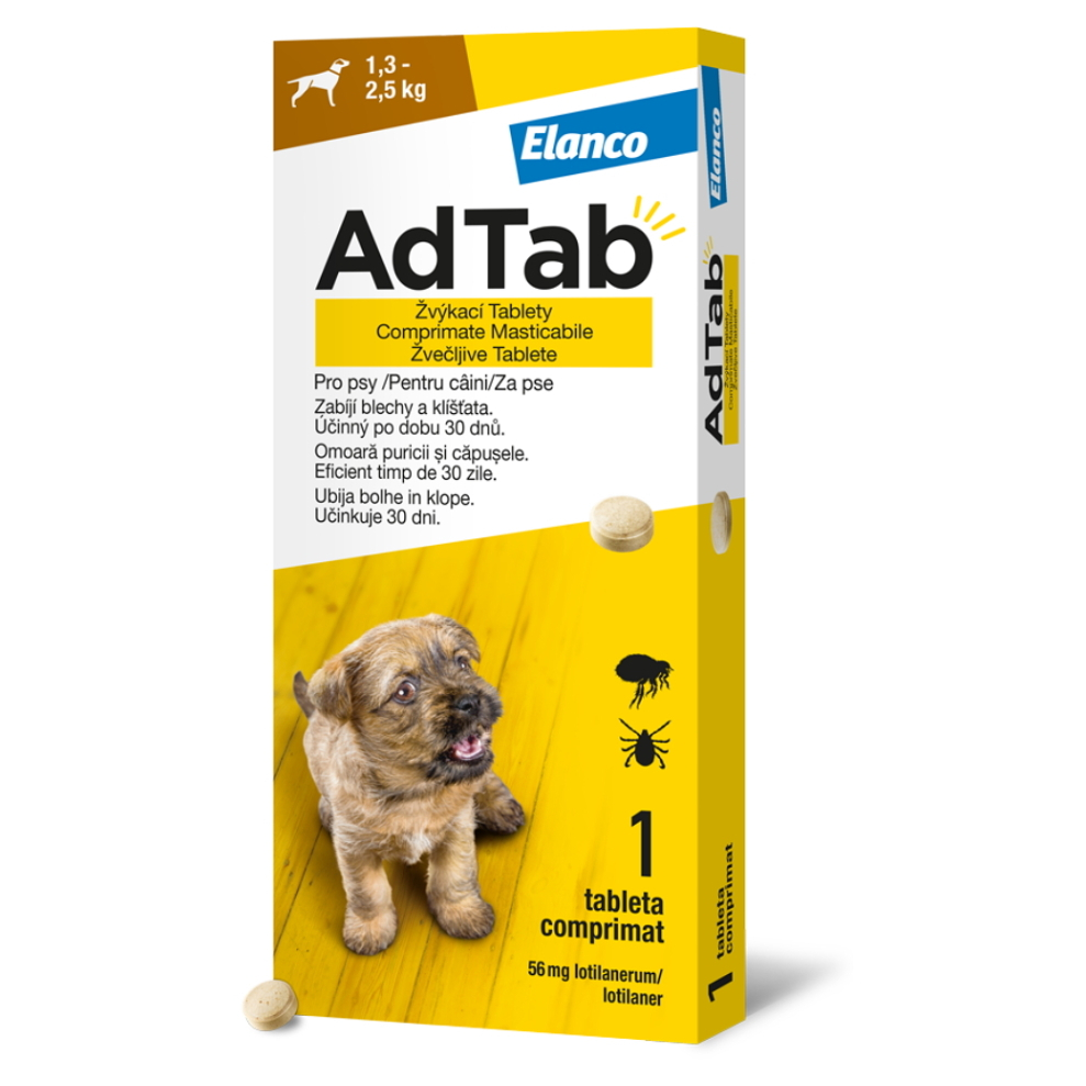 E-shop ADTAB 56 mg žvýkací tableta pro psy (1,3–2,5 kg) 1 kus