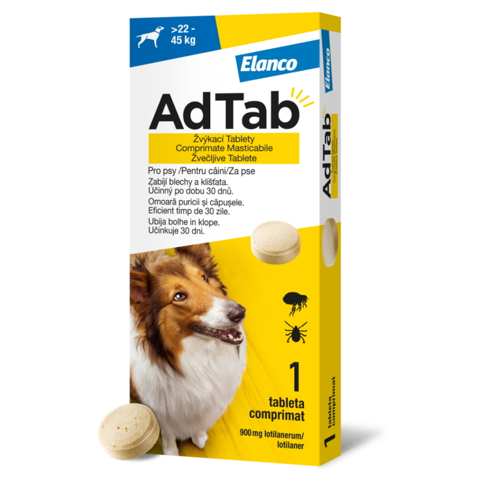 Levně ADTAB 900 mg žvýkací tableta pro psy (22–45 kg) 1 kus