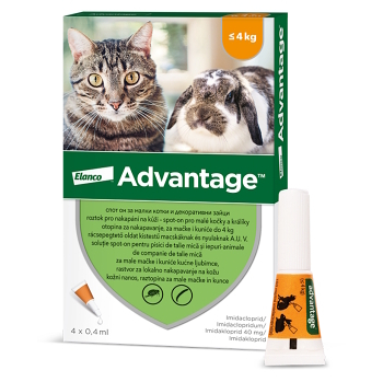 ADVANTAGE Spot-on pro malé kočky a králíky 40 mg 4 pipety (Pipety proti klíšťatům a blechám)