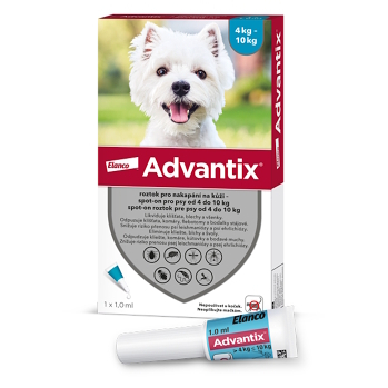ADVANTIX Spot-on pro psy 4-10 kg 1 ml 1 pipeta (Pipety proti klíšťatům a blechám pro psy)