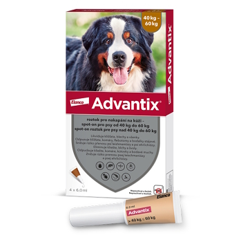 ADVANTIX Spot-on pro psy 40-60 kg 6 ml 4 pipety (Pipety proti klíšťatům a blechám pro psy)