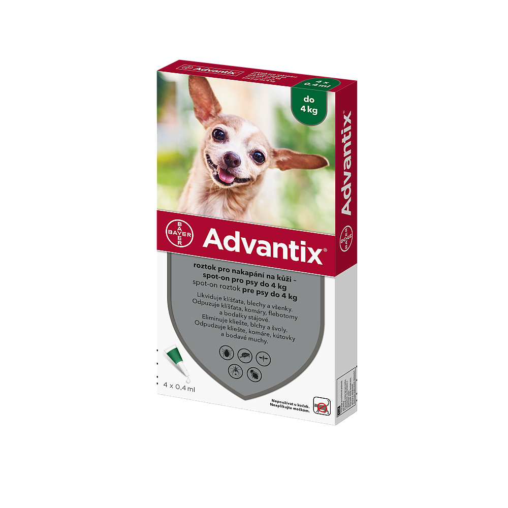ADVANTIX Spot-on pro psy do 4 kg 4x0,4 ml