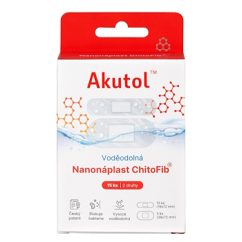 AKUTOL Nanonáplast ChitoFib voděodolné balení 15 ks (Voděodolné náplasti) - Hypoalergenní, Hojivý, Voděodolné
