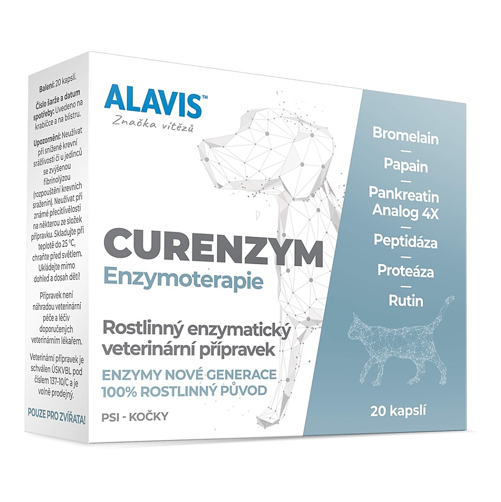 ALAVIS Curenzym podporující hojení pro psy a kočky 20 kapslí koupíte na Lekarna.cz