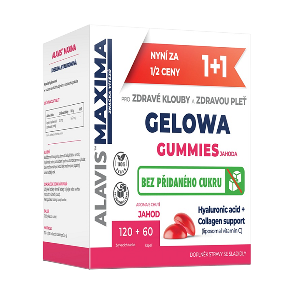 ALAVIS MAXIMA Gelowa Gummies jahoda tbl.120+cps.60