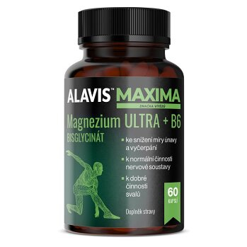 ALAVIS MAXIMA Magnezium ULTRA + vitamín B6 60 kapslí (Na energii, při únavě) - Vícesložkové
