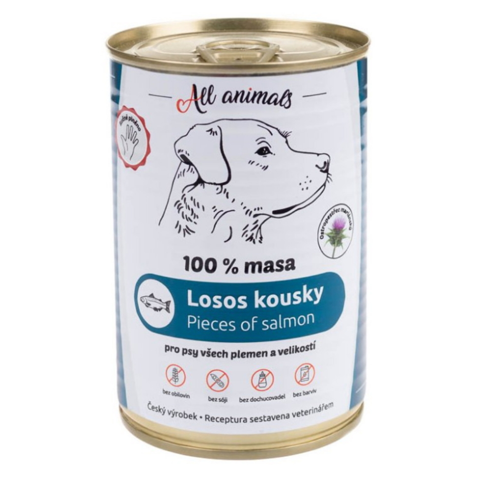 Levně ALL ANIMALS konzerva losos kousky pro psy 400 g