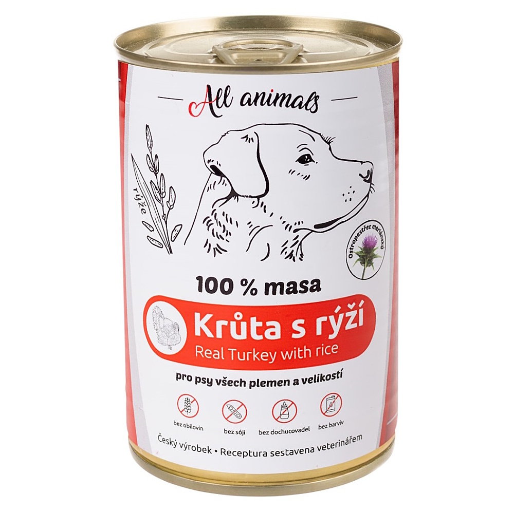 All Animals DOG Krůtí mleté s rýží 400g