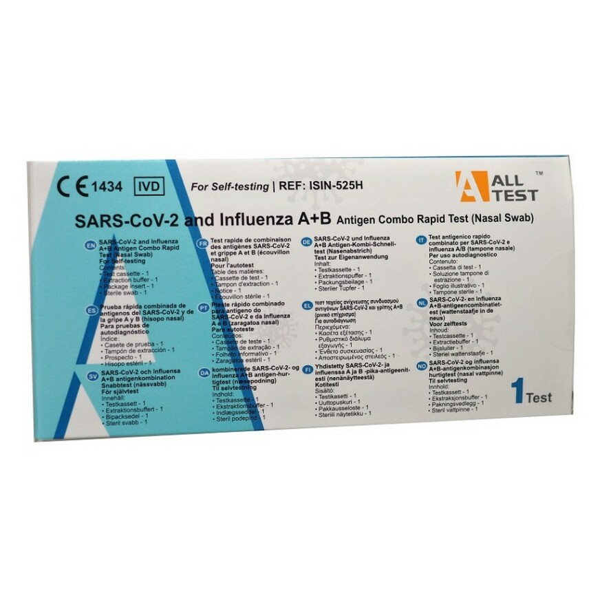 E-shop ALL Rychlotest z nosu SARS-CoV-2 nebo chřipka A+B antigenový kombo 1 kus
