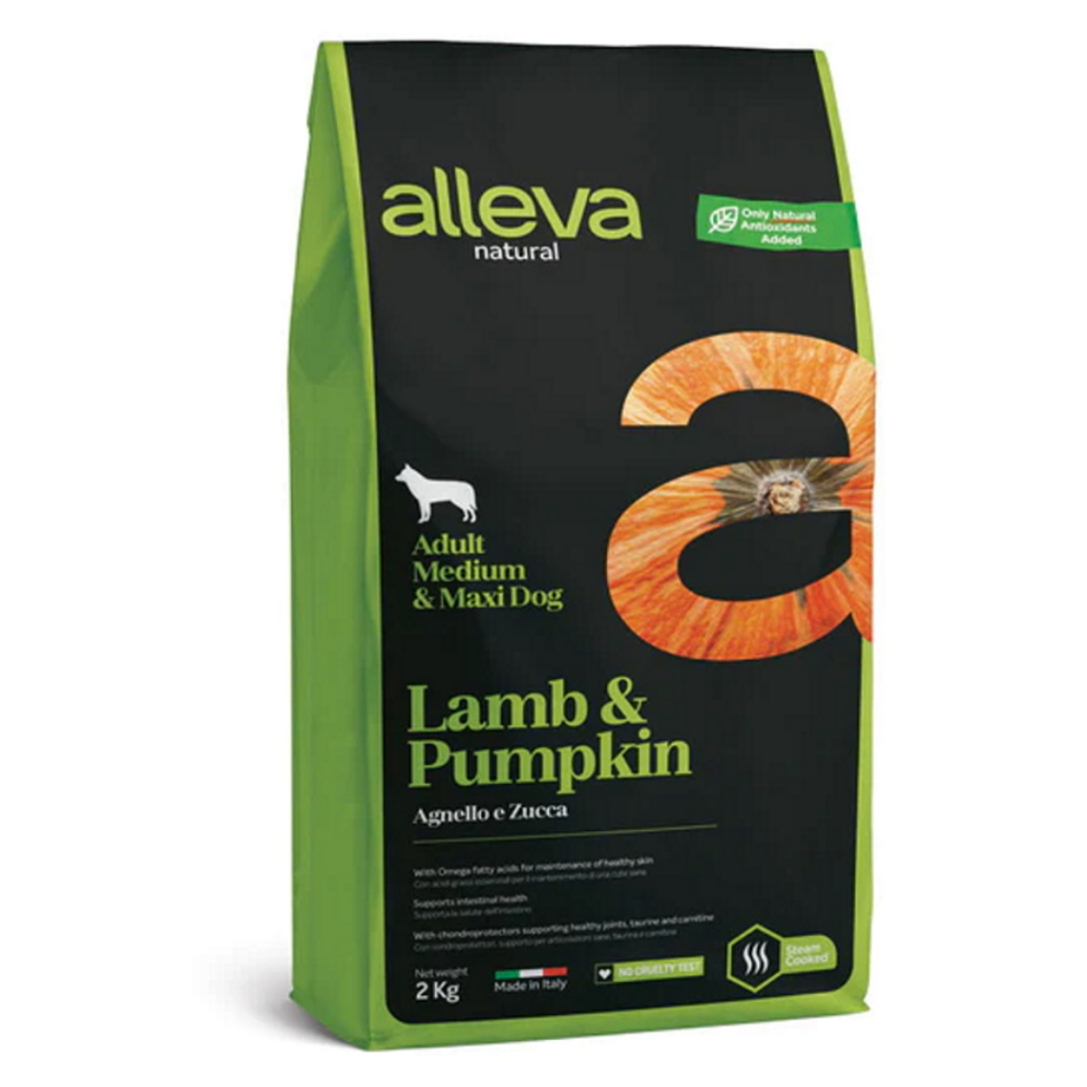ALLEVA Natural Adult Medium/Maxi Lamb&Pumpkin granule pro psy 2 kg