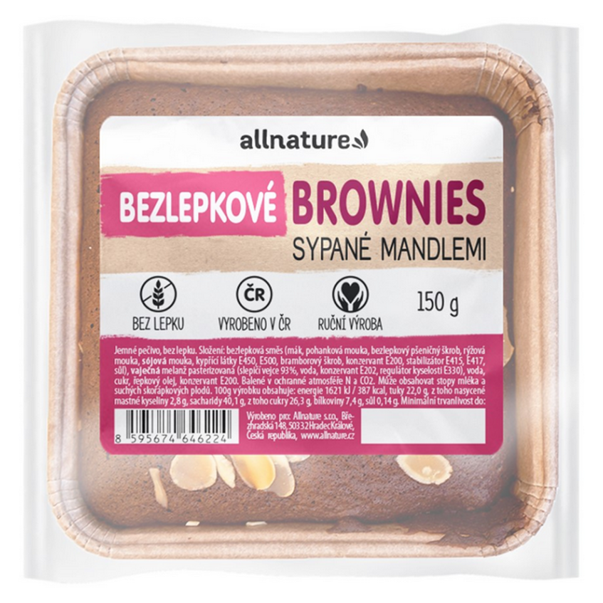 ALLNATURE Bezlepkové brownies sypané mandlemi čerstvé 150 g