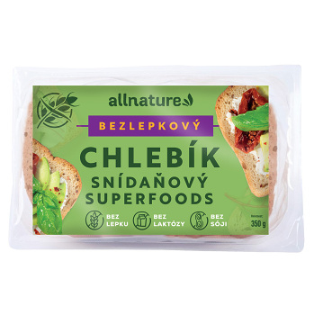 ALLNATURE Bezlepkový chlebík snídaňový superfoods 350 g (Bezlepkové pečivo)