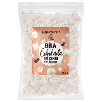 ALLNATURE Bílá čokoláda bez cukru s vlákninou 250 g (Čokolády) - Bílé