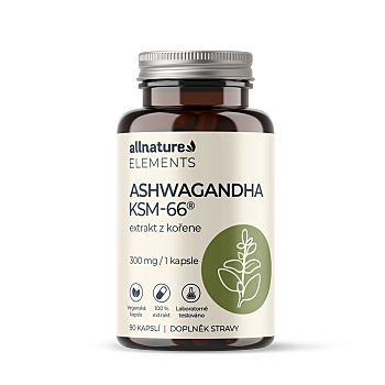ALLNATURE Elements Ashwagandha KSM-66 90 kapslí (Na energii, při únavě) - Jednosložkové