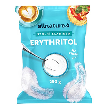 ALLNATURE Erythritol 250 g (Sypká sladidla) - Přírodní, DIA