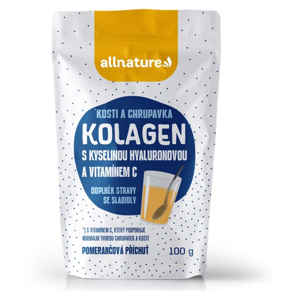 E-shop ALLNATURE Kolagen s kyselinou hyaluronovou a vitamínem C příchuť pomeranč 100 g