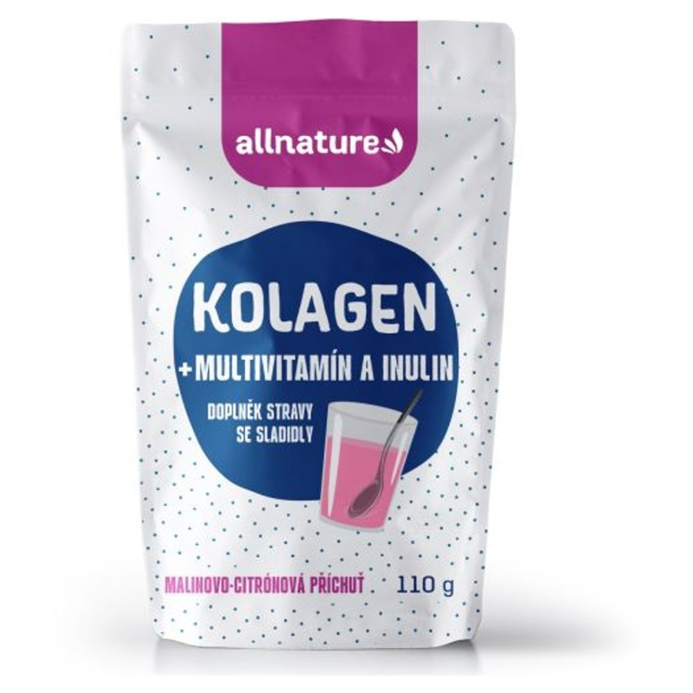 ALLNATURE Kolagen s multivitamíny a inulinem příchuť malina a citron 110 g