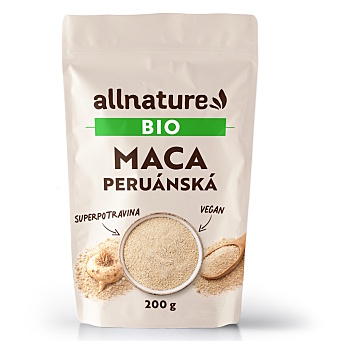 ALLNATURE Maca peruánská prášek BIO RAW 200 g (Na energii, při únavě) - RAW, BIO, Přírodní