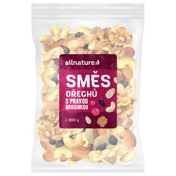 ALLNATURE Směs ořechů s pravou brusinkou 1000 g (Ořechové směsi)