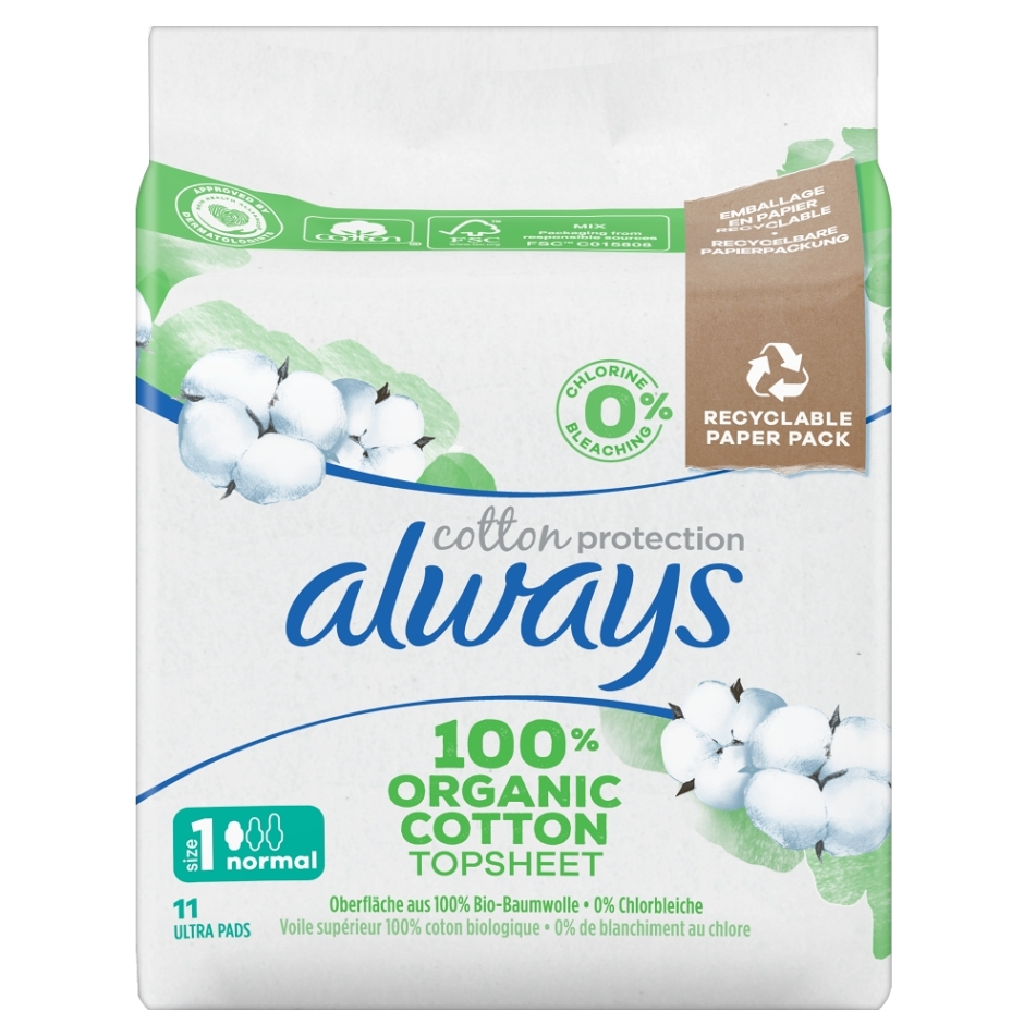 ALWAYS Hygienické vložky Organic Cotton Normal 11 kusů