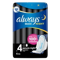 ALWAYS Maxi Secure Night Hygienické vložky s křidélky 6 ks
