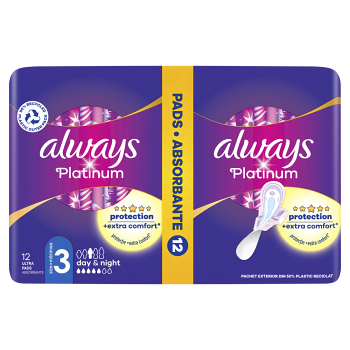 ALWAYS Platinum Day & Night Hygienické vložky s křidélky 12 kusů (Menstruační vložky) - Normal, Noční