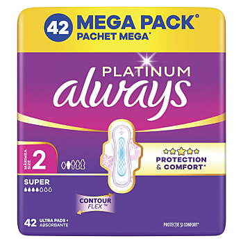 ALWAYS Platinum Ultra Super Hygienické vložky s křidélky 42 kusů (Menstruační vložky) - Noční