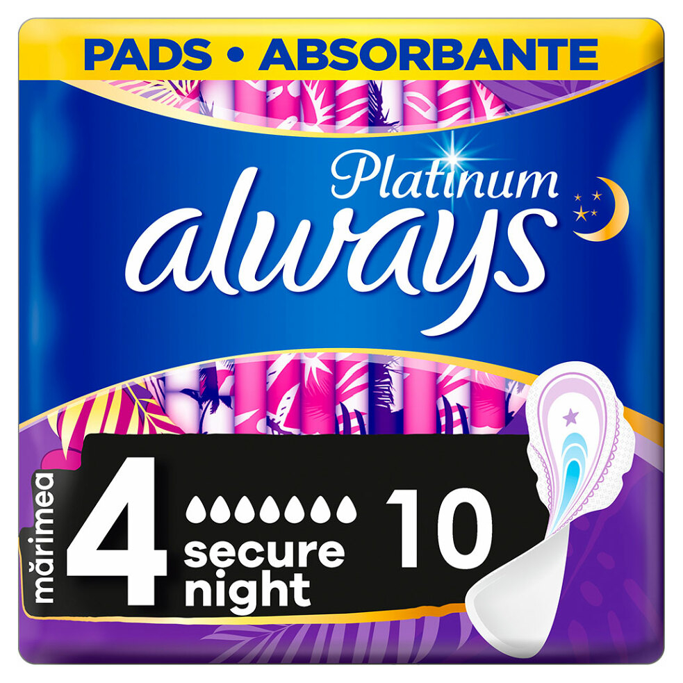 Levně ALWAYS Platinum Ultra Night Hygienické vložky s křidélky 10 ks