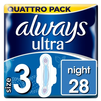 ALWAYS Ultra Night vel.3 Hygienické vložky s křidélky 28 ks (Menstruační vložky) - Hygienické, Noční