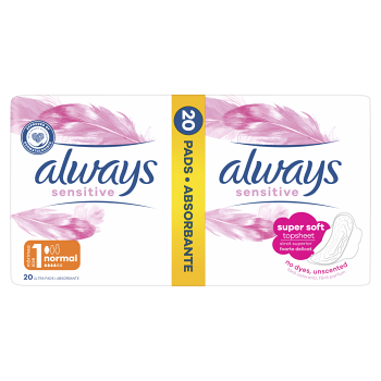 ALWAYS Ultra Sensitive Normal vel.1 Hygienické vložky 20 kusů (Menstruační vložky) - Normal, Normal plus