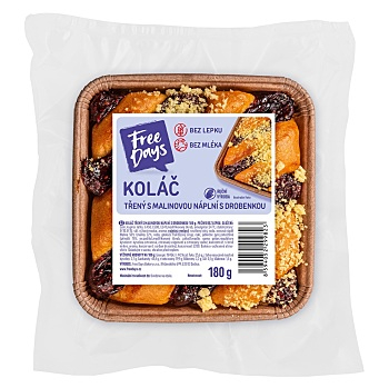 FREE DAYS Bezlepkový koláč třený s malinovou náplní a drobenkou 180 g (Čerstvé bezlepkové pečivo)