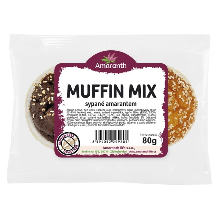 AMARANTH Bezlepkový muffin mix sypaný amarantem 2 kusy