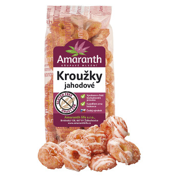 AMARANTH Kroužky jahodové 90 g (Bezlepkové křupky a cereálie) - Sladké