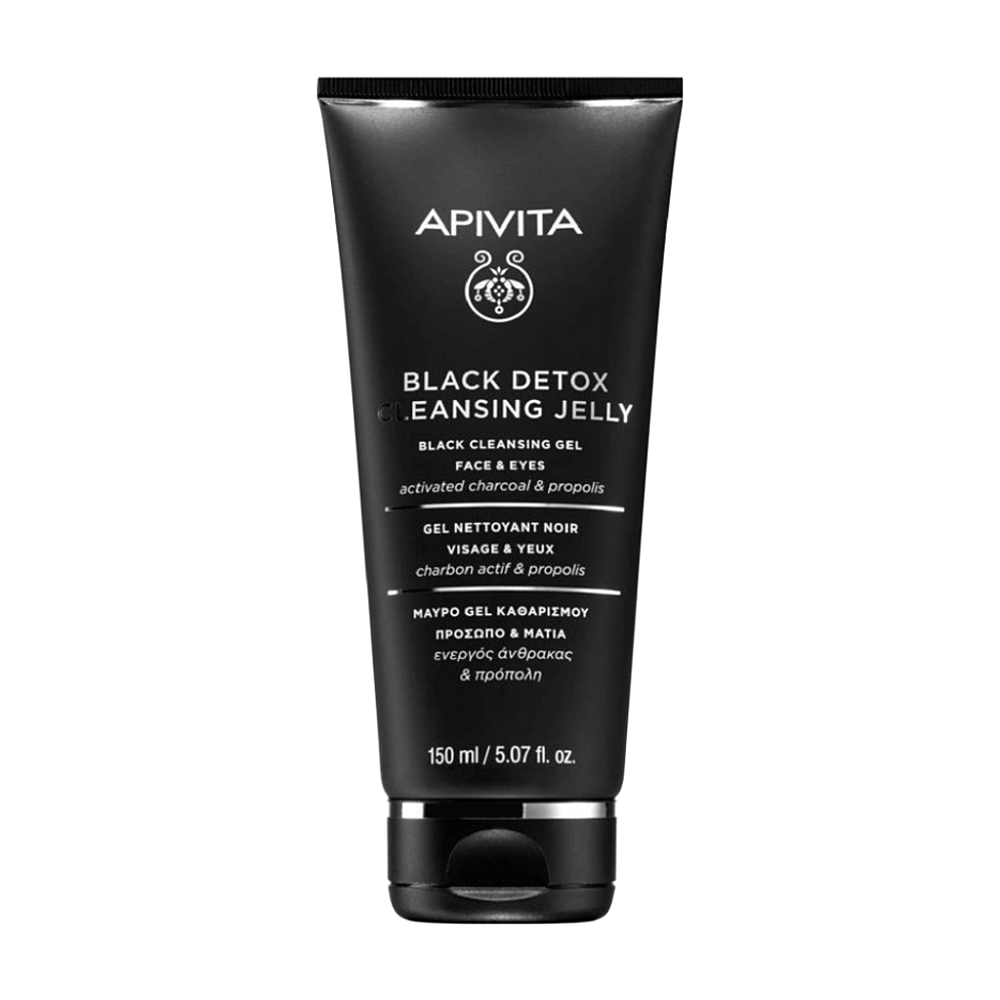 Apivita Cleansing Black Detox Cleansing Gel čisticí gel s aktivním uhlím na obličej a oči 150 ml
