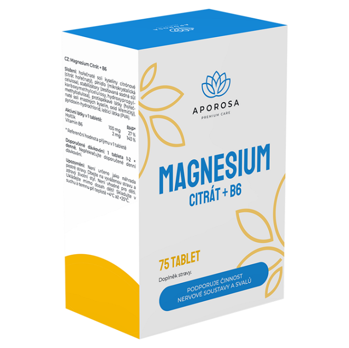 E-shop APOROSA Magnesium citrát + vitamín B6 75 tablet