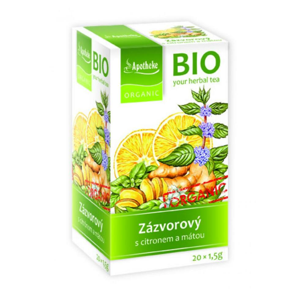E-shop APOTHEKE Zázvorový čaj s citronem a mátou BIO 20x1,5 g