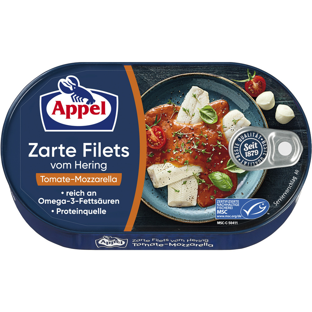 E-shop APPEL Filety ze sleďů v rajčatovo-mozzarellové omáčce 200 g