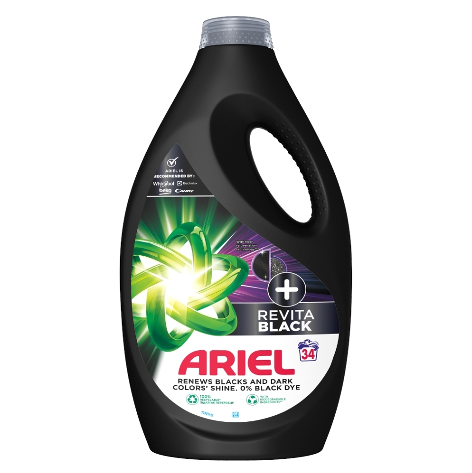 ARIEL +Revitablack Tekutý prací gel 34 praní 1,7 l