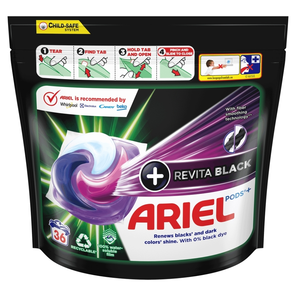 ARIEL +Revitalblack All-in-1 PODS Kapsle na praní 36 PD