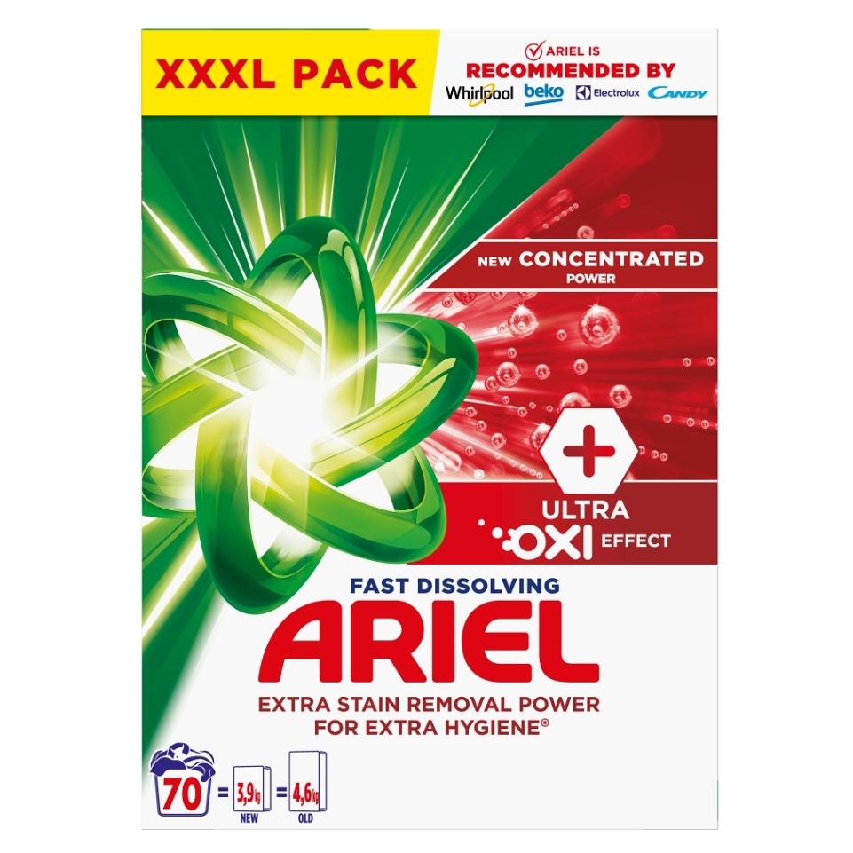 Levně ARIEL +Ultra Oxi Effect Prací prášek Box 70 praní 3,85 kg