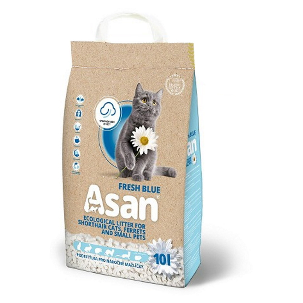 Levně ASAN Fresh blue stelivo pro krátkosrsté kočky a fretky 10 l