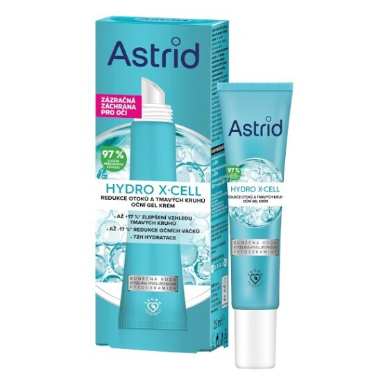 ASTRID Hydro X-Cel Oční gel krém proti otokům a tmavým kruhům 15 ml, Forma výrobku: Gel
