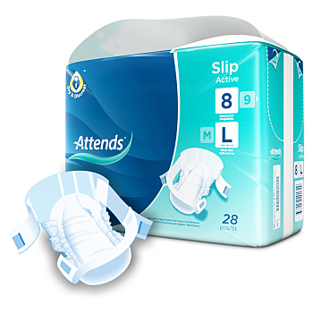 ATTENDS Slip active 8 absorpční kalhotky velikost L 28 kusů (Inkontinenční kalhotky zalepovací)