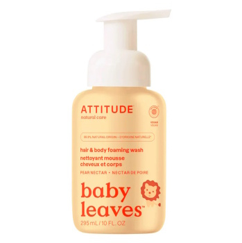 ATTITUDE Baby leaves dětská mycí pěna 2 v 1 s vůní hruškové šťávy 295 ml (Mýdla a sprchové gely pro děti) - Čistící