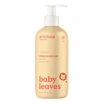 ATTITUDE Baby leaves dětské tělové mýdlo a šampon 2 v 1 s vůní hruškové šťávy 473 ml (Mýdla a sprchové gely pro děti) - Čistící