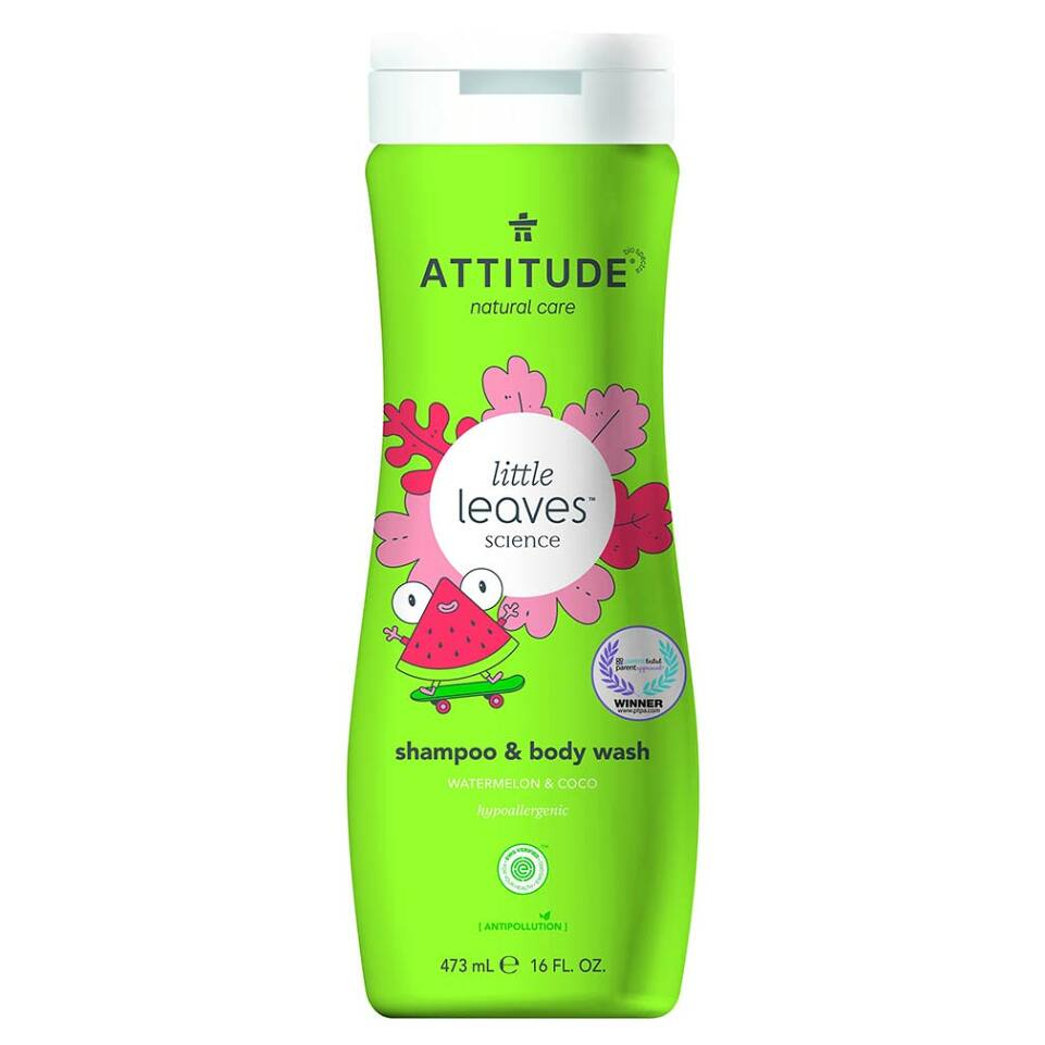 E-shop ATTITUDE Little leaves dětské tělové mýdlo a šampon 2 v 1 s vůní melounu a kokosu 473 ml