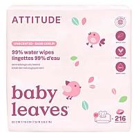 ATTITUDE Baby leaves vlhčené ubrousky bez vůně 3 x 72 ks