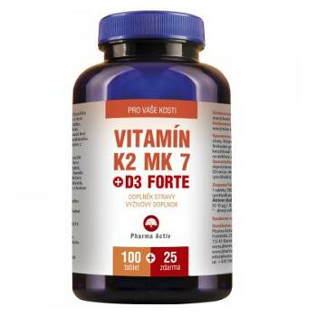 PHARMA ACTIV Vitamín K2 MK 7 + D3 forte 125 tablet