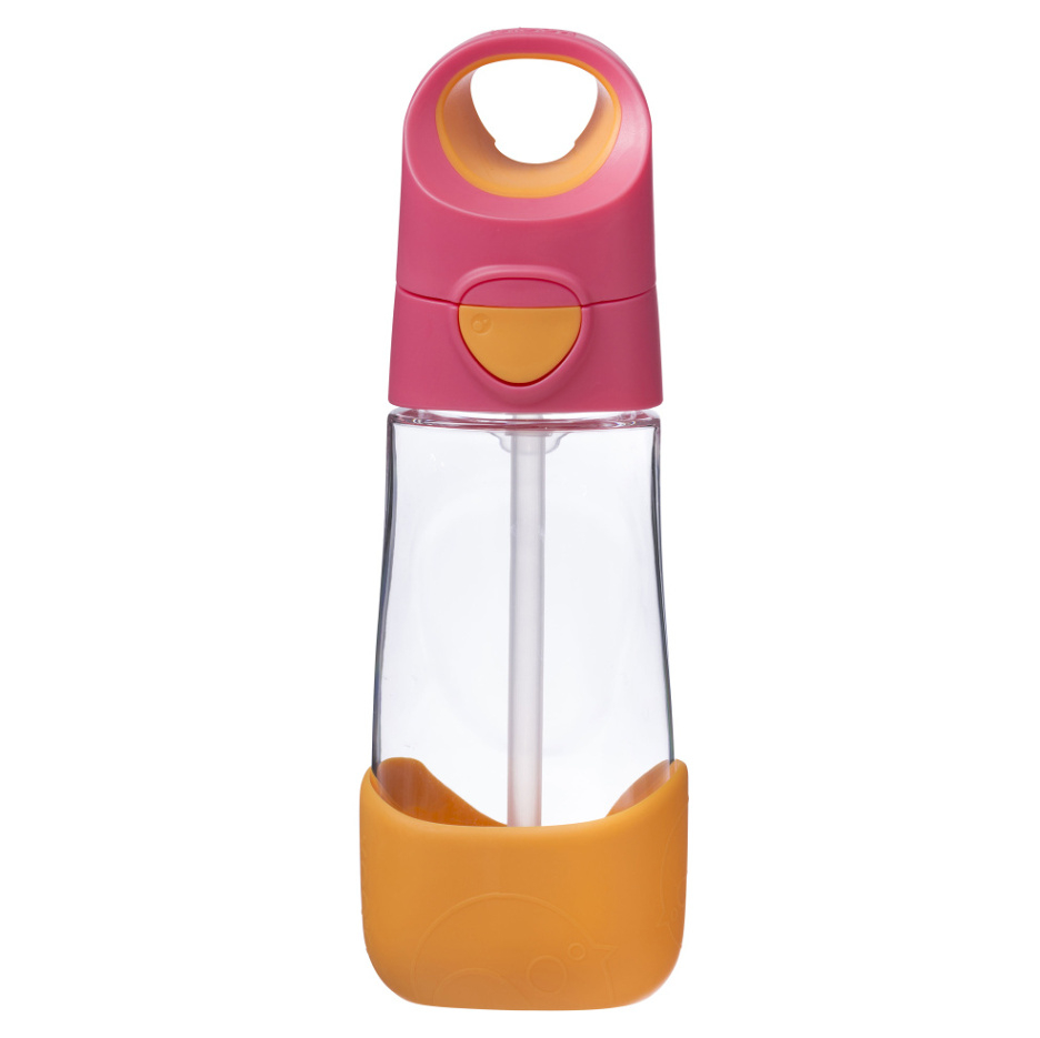 E-shop B.BOX Láhev na pití s brčkem růžová/oranžová 9m+ 450 ml